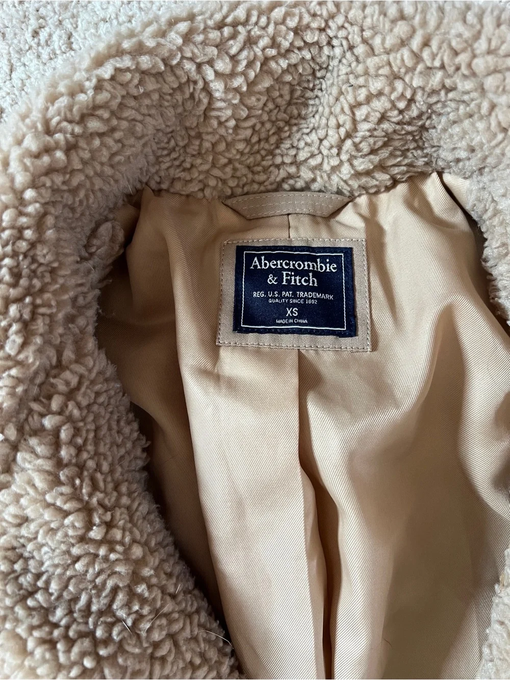 Abercrombie & Fitch Camel Teddy Long Coat